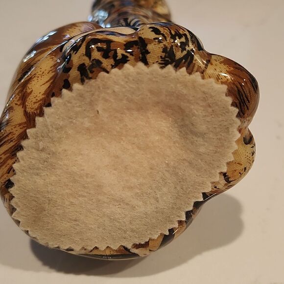 LaVie Vintage Safari Wrapped Patchwork Animal Print Cat Figurine - Picture 6 of 7